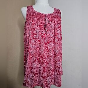 Faded Glory Tank Top Blouse Plus Size‎ L 12W-14W Sleeveless Peasant Banded Hem